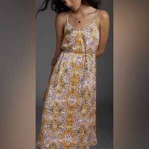 Anthropologie Tanya Blooms Floral
Prints Midi Gold Dress XS